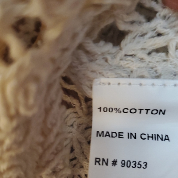 Rebellion Again Crochet Crop Tank Top Sunflowers‎ Cream M Button Cottagecore - Picture 6 of 10